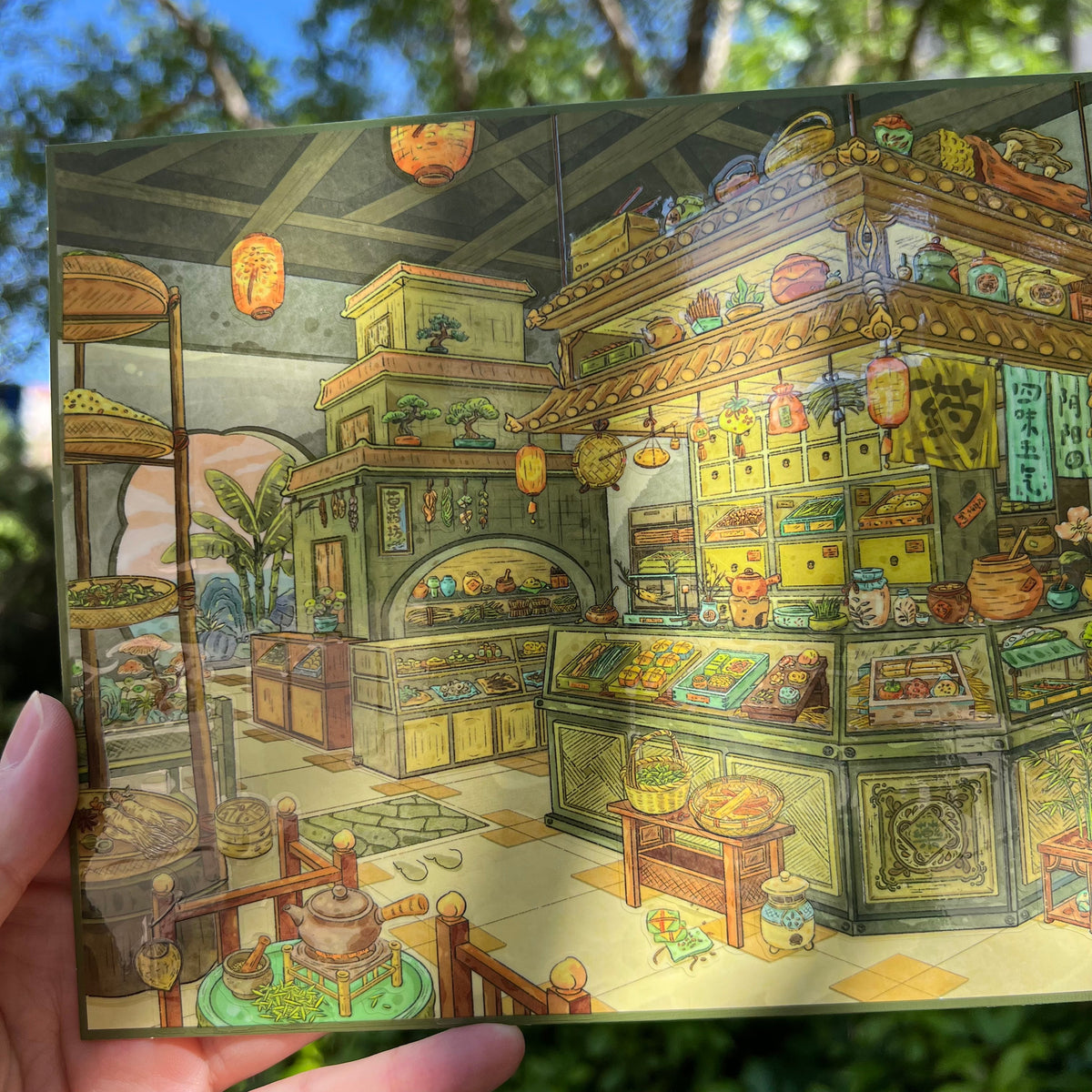 HuHu [Kawano Series] 1.0 SceneSticker | Astronomy Museum & Herbal Apothecary | Die-Cut DIY Sticker Set | Oil Ink Finish