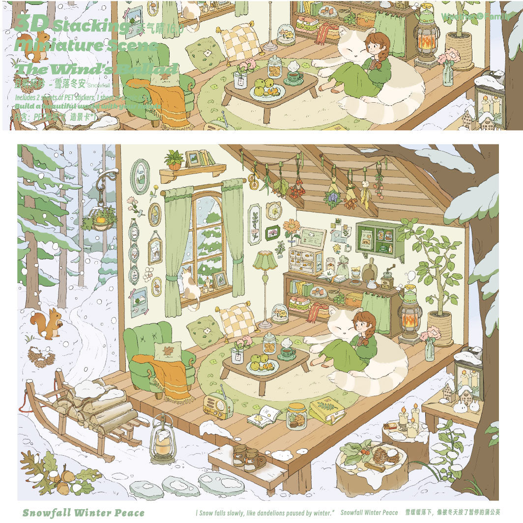 HuHu [Weather Series 16.0] The Wind's Ballad | 3D Stacking Miniature Scene Sticker Set | 4 Themes | Die-Cut PET Stickers